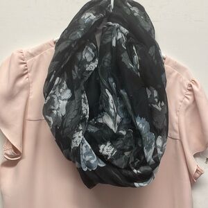 Black and gray floral infinity scarf.